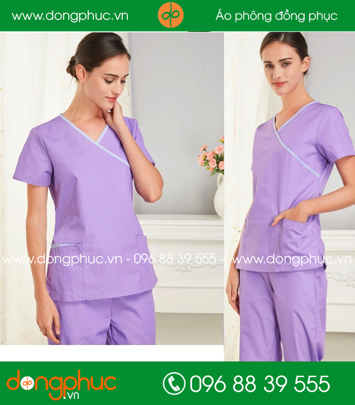 đồng phục spa màu tím 